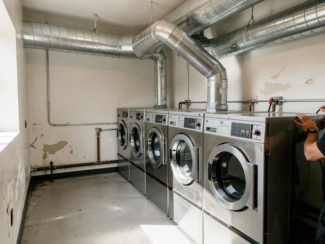 Orlando Dryer Vent Cleaning team performing large-scale commercial dryer vent cleaning in Orlando