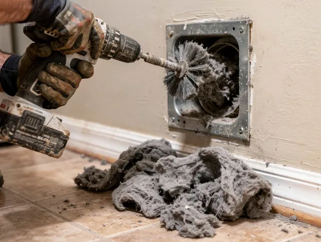 Certified Orlando Dryer Vent Cleaning technician performing dryer vent cleaning in Orlando